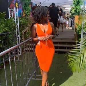 Extreme Plunge Sleeveless Midi Dress